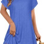 Sundresses for Women Summer Dress with Pockets | 2026 Women V Neck T Shirt Dress, Short Sleeve Loose Dresses, Basic Summer Shirt Dress, Casual Short Dress Royal Blue